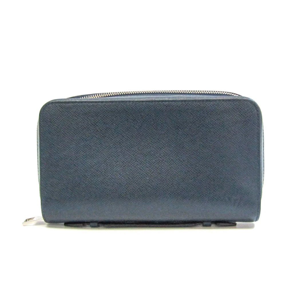 M64019 Men's Leather Taiga Wallet Long Taiga Zippy Blue Vuitton Louis Navy (bi-fold) XL Pre-Owned (Good)