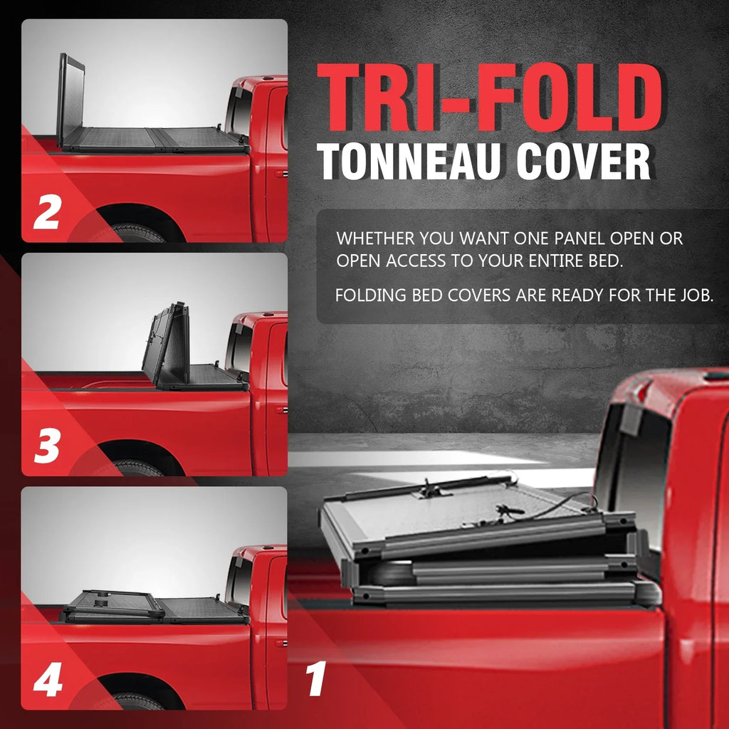 to Solid Bed / 1500 Cover For 3500 Motoring DNA 2009 TTC-HARD-028 Short Tonneau 6.5Ft Fleetside Ram Hard 2022 Truck Tri -Fold