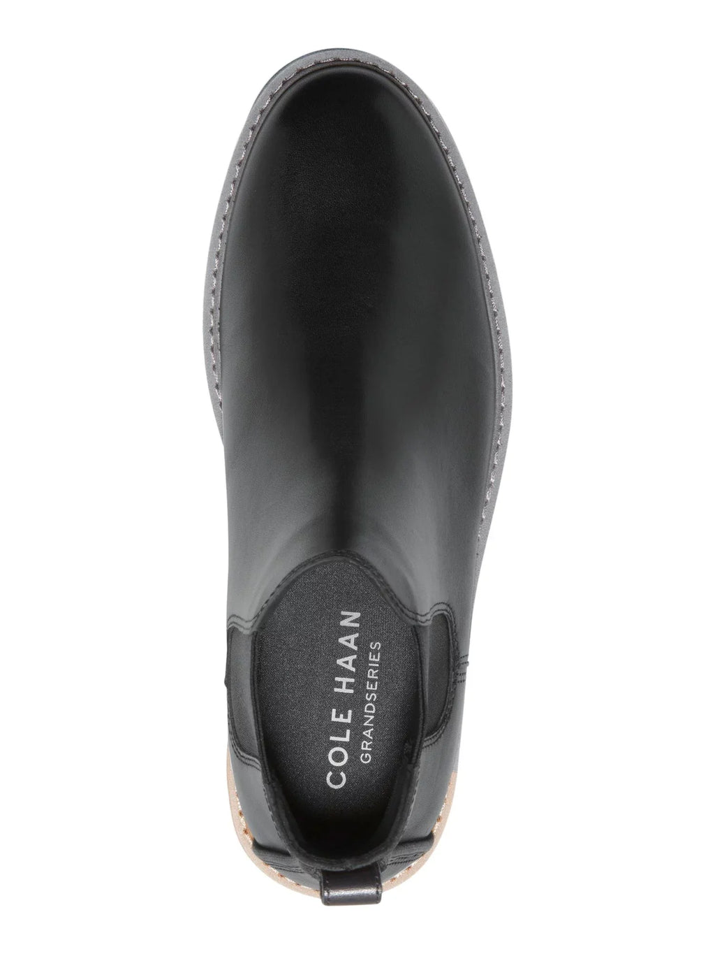 Block Goring Cushioned Pull Leather 10.5 Black Mens Round HAAN Go-to Toe Heel M Chelsea Tab GRANDSERIES COLE