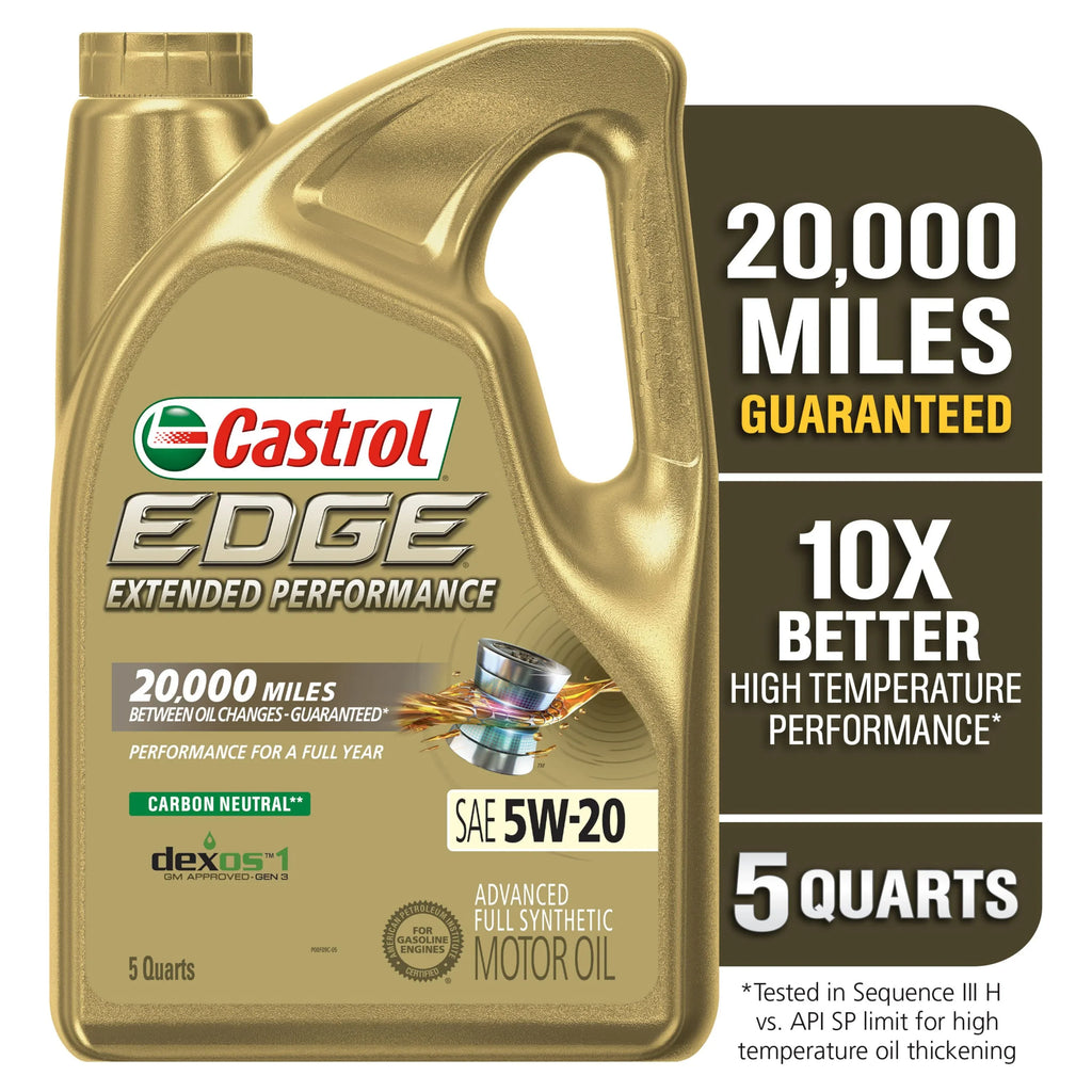 EDGE Performance Advanced 5 5W-20 Full Synthetic Quarts Extended Oil, Castrol Motor