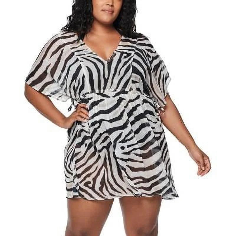 Tunic Ralph BROWN Plus Cover-up, US Zebra-Print Size 2X Lauren