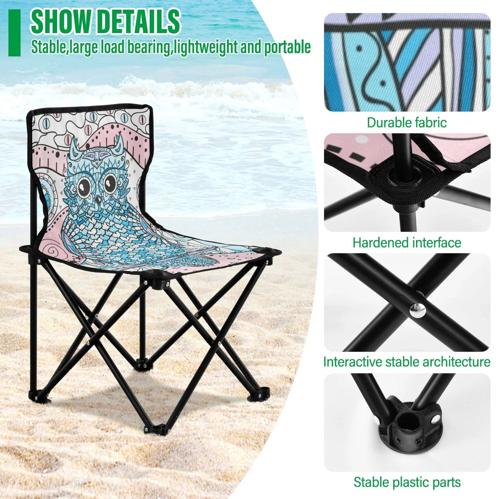 Beach Chair Owl Chair Kids Abstract with Chair Chair Camping Lawn Carry Outdoor Portable Mandala Fishing Small Folding for Bag