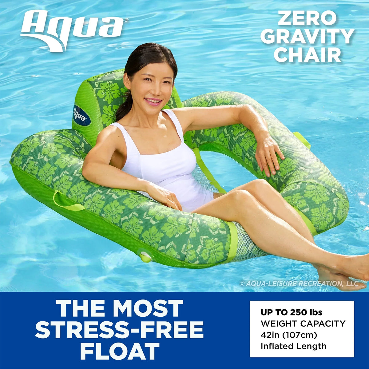 Leisure Float, Gravity w/ Pool Chair Pump Swimming Green Hand Aqua Lounge 0