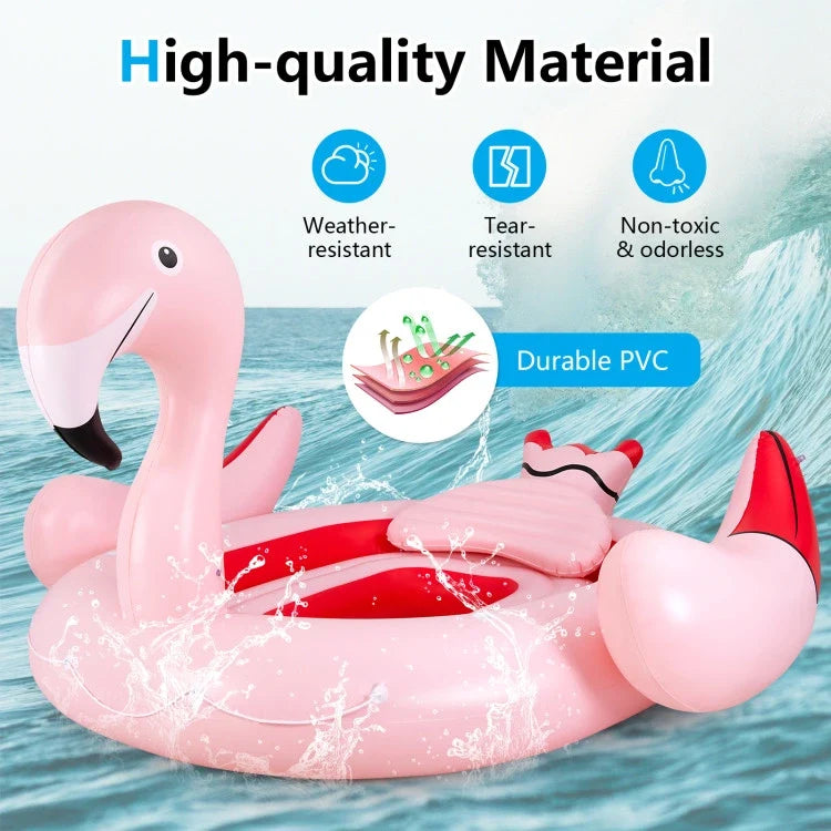 People 6 Island with Flamingo River Holders for Pool Cup 6 and Inflatable Floating