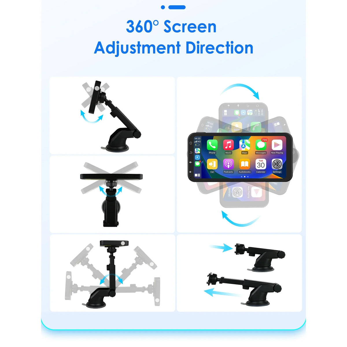 With Stereo 360° Backup 6.25" Adjustable Camera Navigation Audio Receiver Bluetooth Car Carplay Touchscreen Support Ossuret GPS Radio Apple Auto Wireless Android