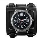 Watch Dial Wrist Watch Wide Gothic Genuine Black Quartz Watches Bracelet Leather Costume Halloween Hip-hop Military Cuff Retro Mens for Sport Replaceable Big Japan Steampunk