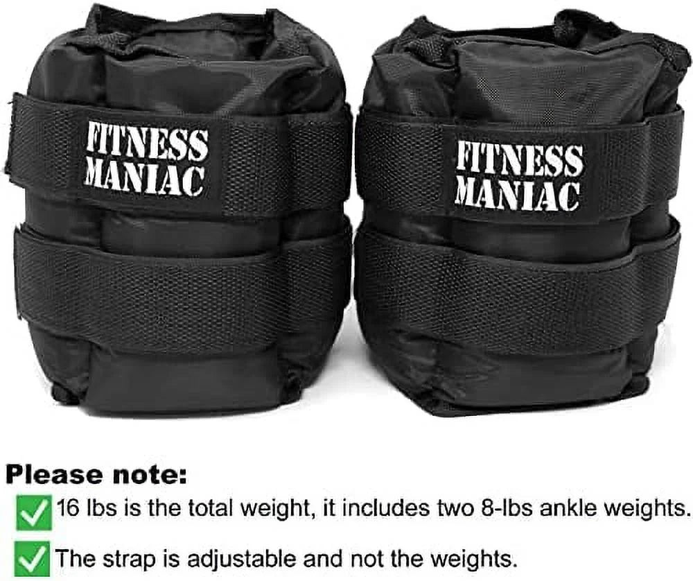 leg weights gym, women weight, durable premium double workout, ab, glute men for walking, 16 heavy set 1 pounds pair and (8 straps exercises lbs pro per ankle for ankle)