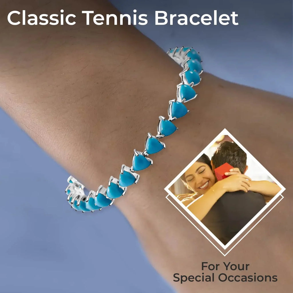 Women Silver Turquoise 10.99 Trillion Day for for Mom Beauty Bracelet 7.25" Sterling Size Birthday LC Platinum Plated 925 Ct Gifts Tennis Sleeping Shop Jewelry Mothers