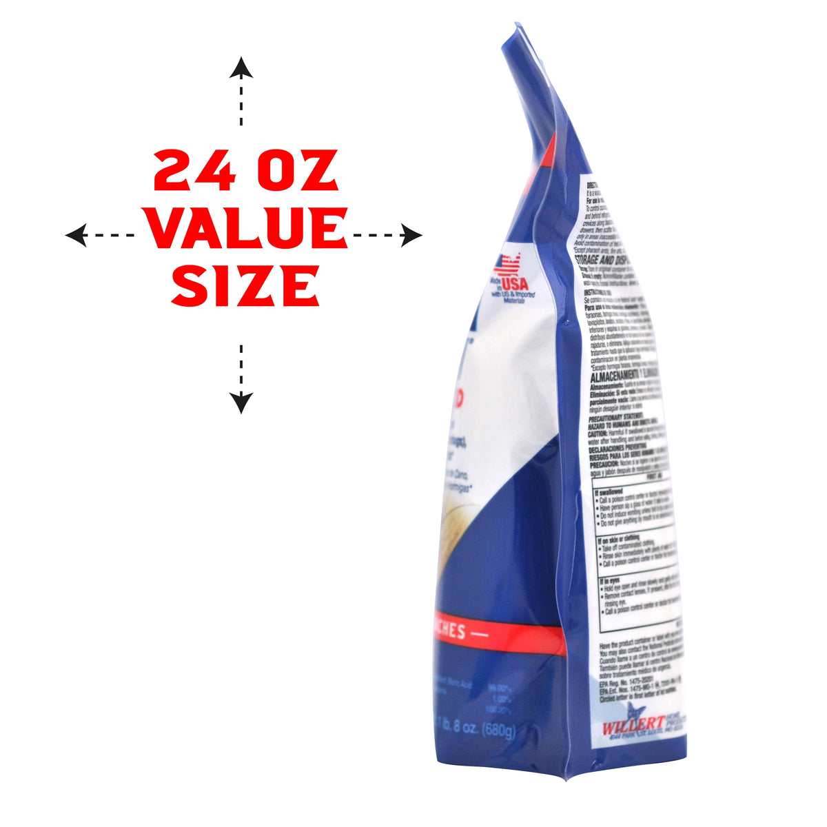 Away Boric Powder, Roach Acid Enoz Pack) Pouch Cockroach Killer, 24 (3 oz