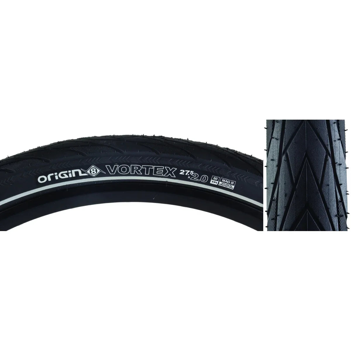 Origin-8 Wire Or8 Belt Bk/bk/ref Vortex Tire 27.5x2.00 Vortex
