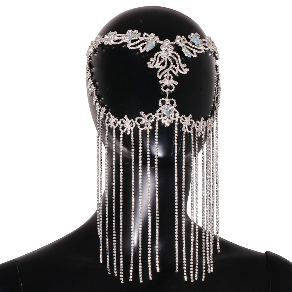 Jewelry Jewelry Mask for Costumes Headpiece Rhinestone Crystal Chain Face Hair Tassel Halloween Women Face