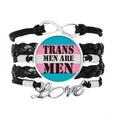 Wristband Bracelet Trans Transgender Man Accessory Twisted LGBT Love Leather Rope Support Knitting