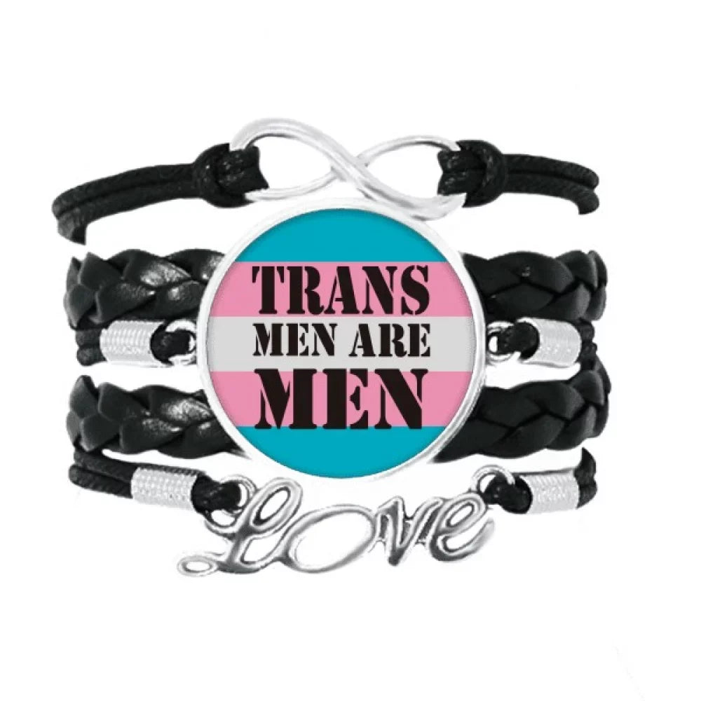 Wristband Bracelet Trans Transgender Man Accessory Twisted LGBT Love Leather Rope Support Knitting