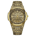 Stainless Vintage for Analogue Men GIFT Watches Gold Wrist Quartz Strap Calendar Watch with Steel