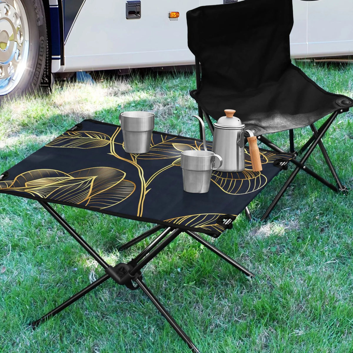 BBQ Fishing Portable Luxury for Golden with Outdoor Picnic Beach Table Rose Table Compact Bag Folding Camping Travel Table Flower Storage