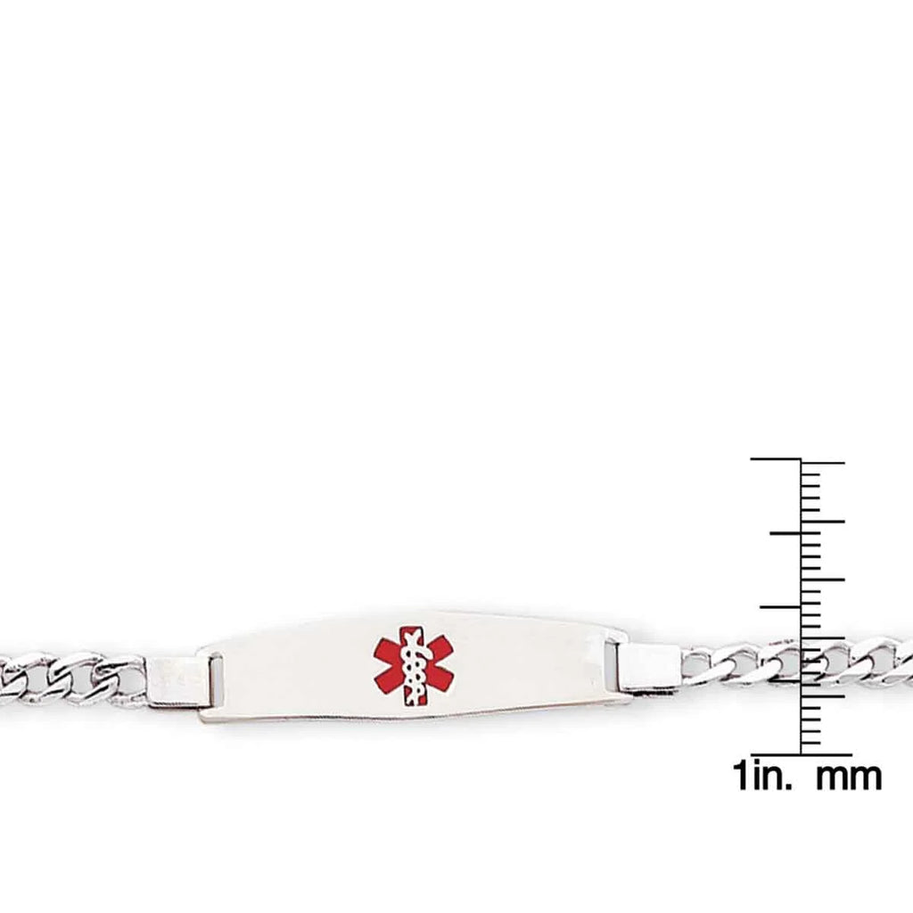Silver Bracelet Silver Curb Medical Link Rhodium-plated Sterling Primal ID