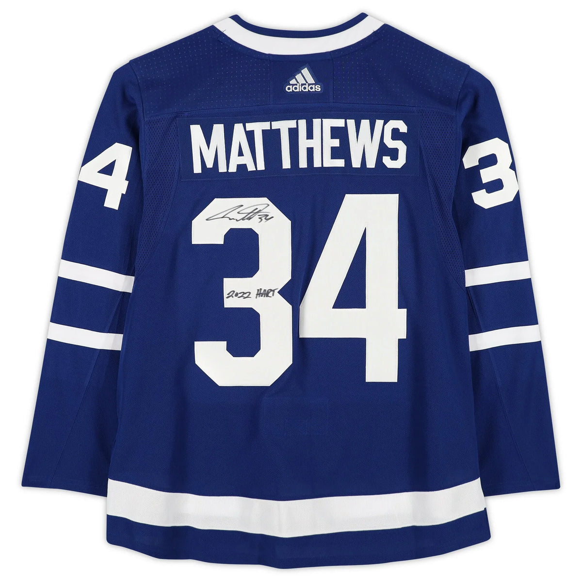 Auston Hart Toronto with Leafs adidas Authentic Blue Jersey Maple Trophy ''2022 2022 Hart'' Matthews Winner Autographed