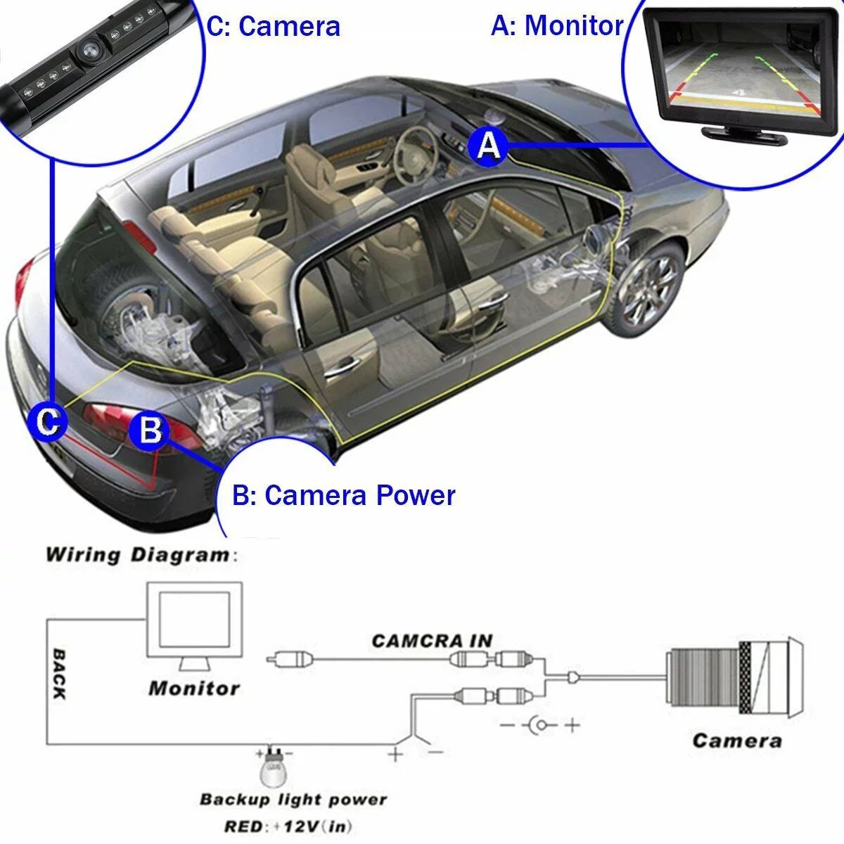 Absolute INE-W970HD Camera for Plate INEW970HD Backup Rearview Frame License Black ALPINE