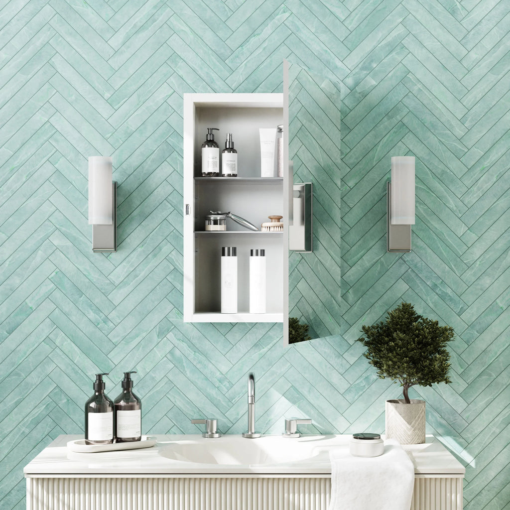Medicine Rectangle 16" Surface-Mount Zenna Steel Mirror Frameless 26", x Home Cabinet, Recessed or