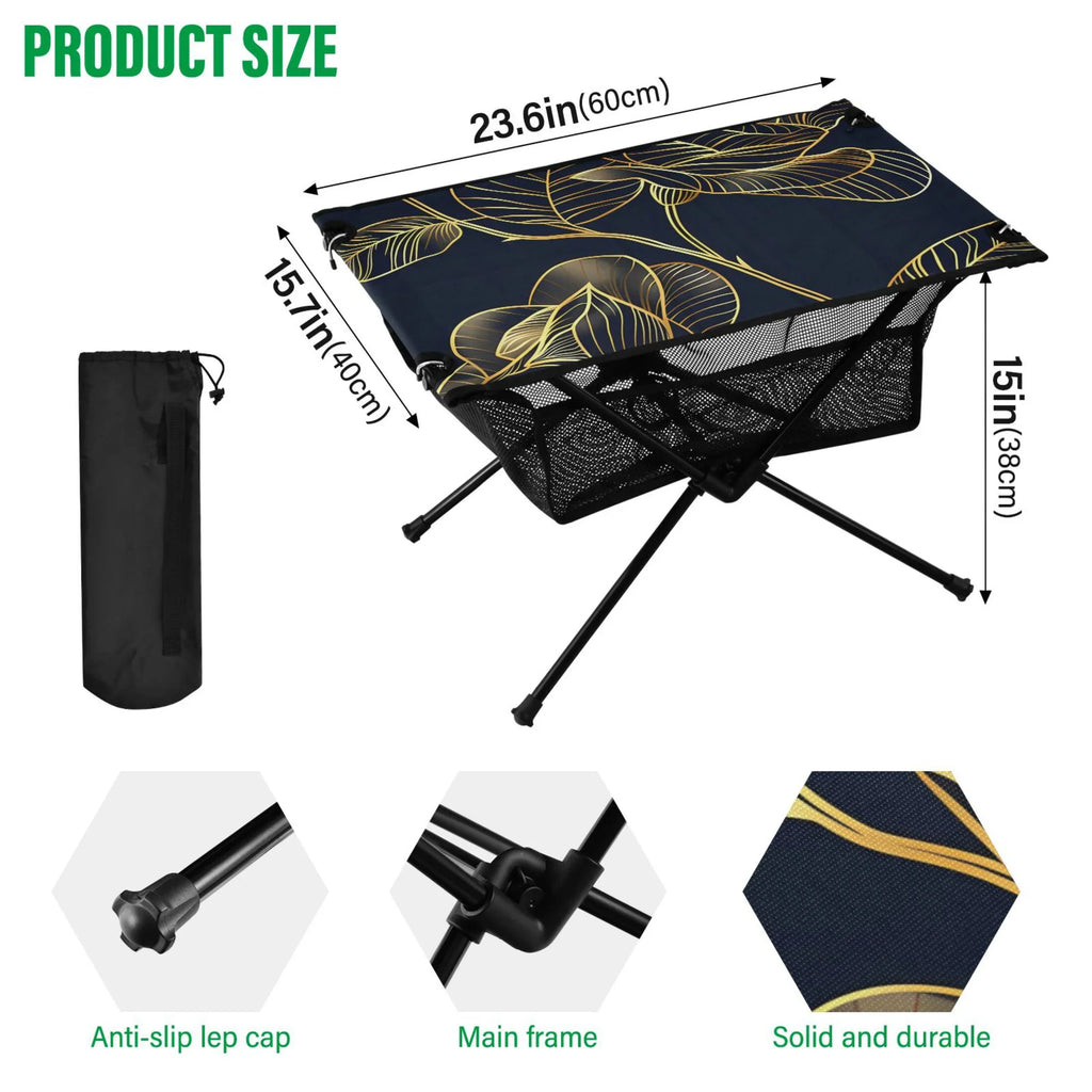 BBQ Fishing Portable Luxury for Golden with Outdoor Picnic Beach Table Rose Table Compact Bag Folding Camping Travel Table Flower Storage