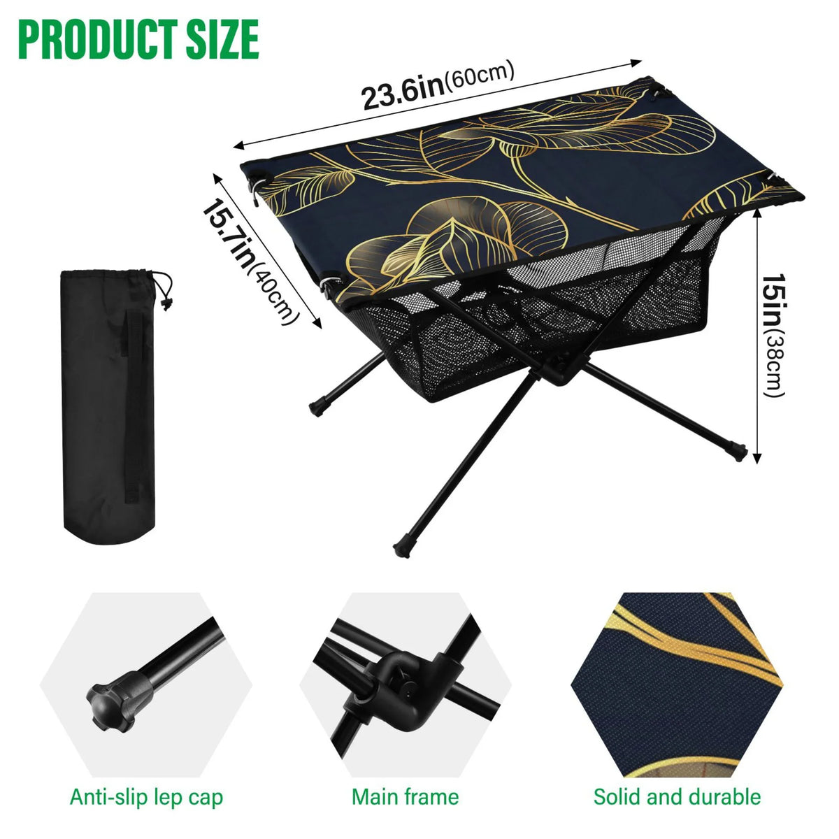 BBQ Fishing Portable Luxury for Golden with Outdoor Picnic Beach Table Rose Table Compact Bag Folding Camping Travel Table Flower Storage