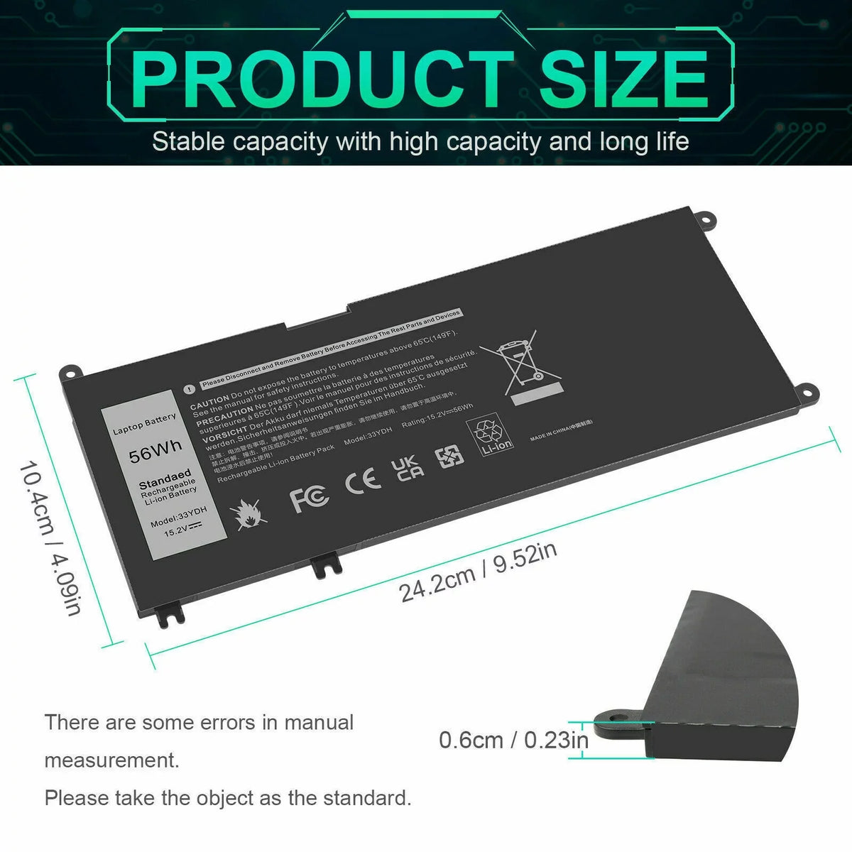 56WH 7778 33YDH DELL - 7773 56WH 7577 INSPIRON BATTERY J9NH2 FOR LAPTOP