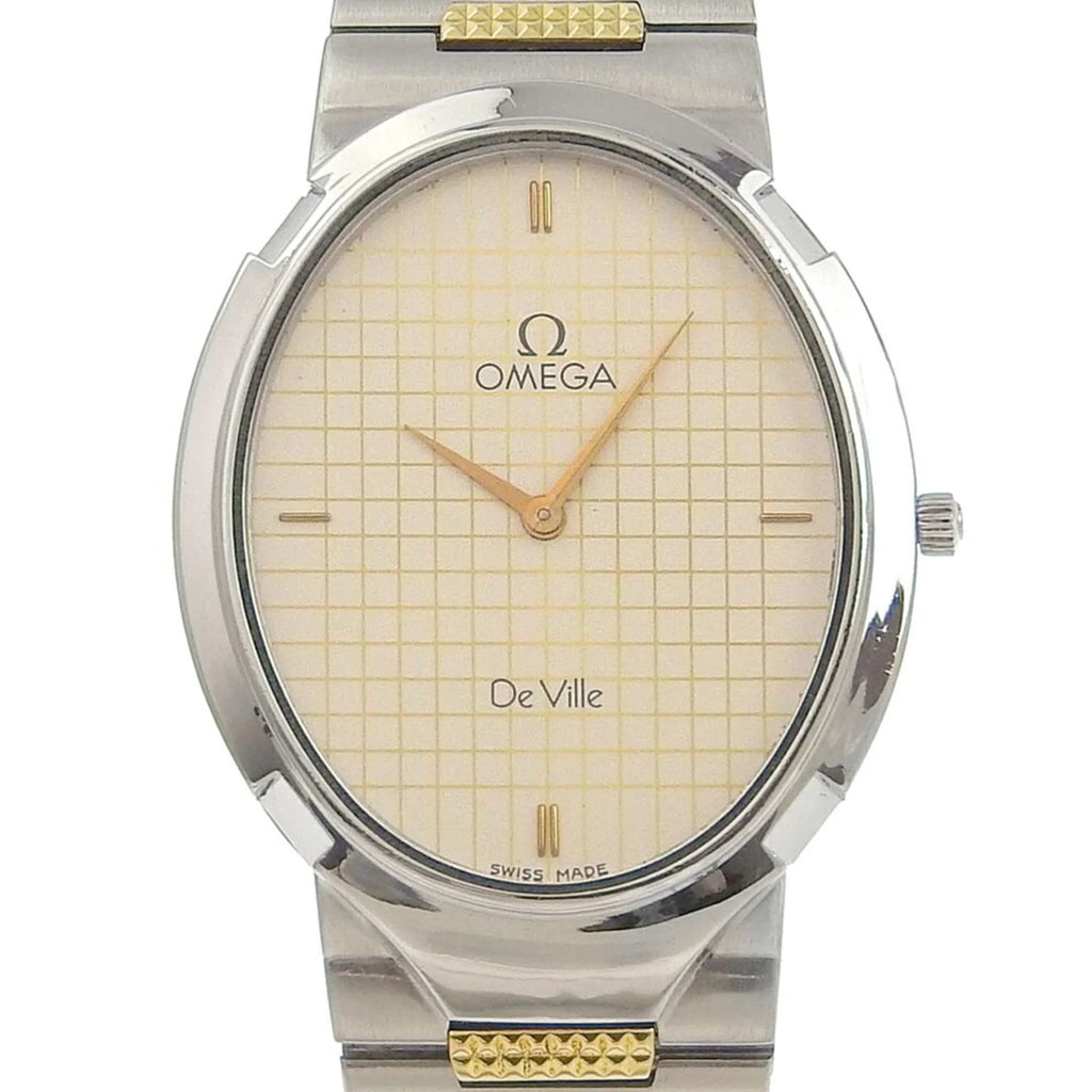 Swiss Omega (Fair) OMEGA Boys Silver/Gold Watch Silver Made Steel Pre-Owned Quartz Dial Stainless De Ville