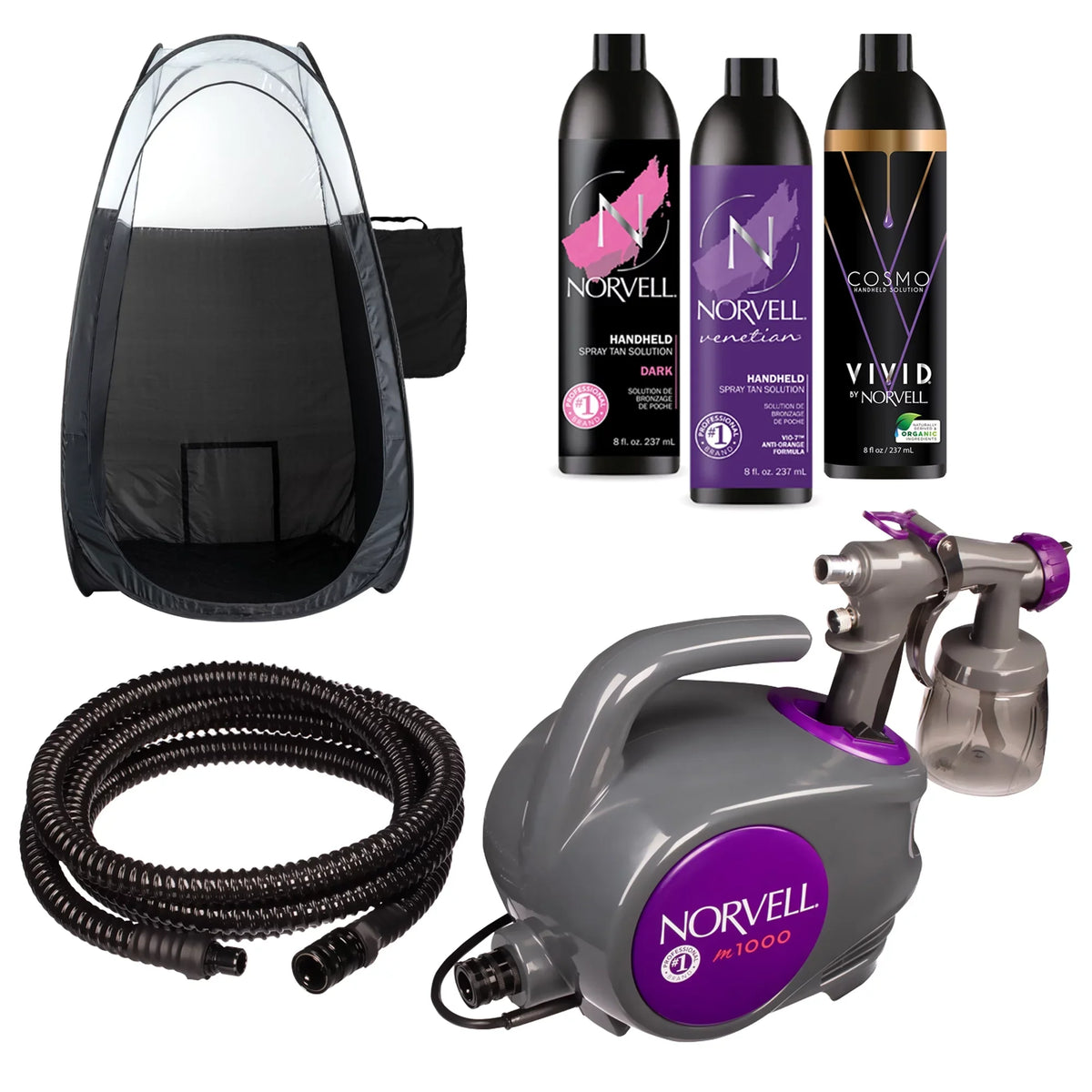 Tent Norvell Spray Tanning Machine Naked and with Tan Sun M1000 Solution
