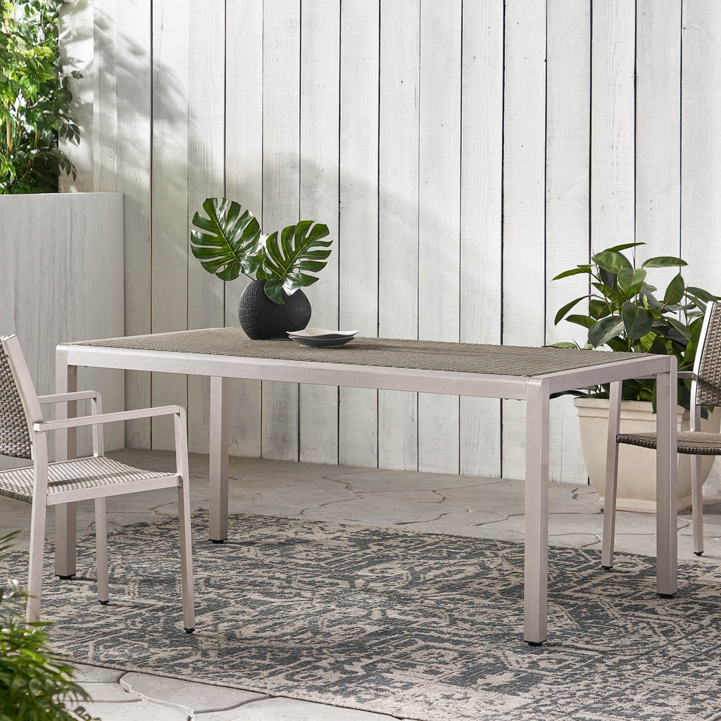 Dining Wicker with Aluminum Grey Top, Table Outdoor Bay Coral