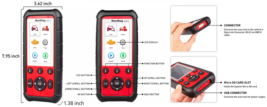 AL529 AL329 Upgraded OBD2 SAS MD802 AL609 MaxiDiag MD808 MD806 Extension Read/Clear Oil Cable Reset Lookup AL629 Reader DTC Autel With Features Pro Codes Scanner Battery Special Code 7 BMS EPB Reset