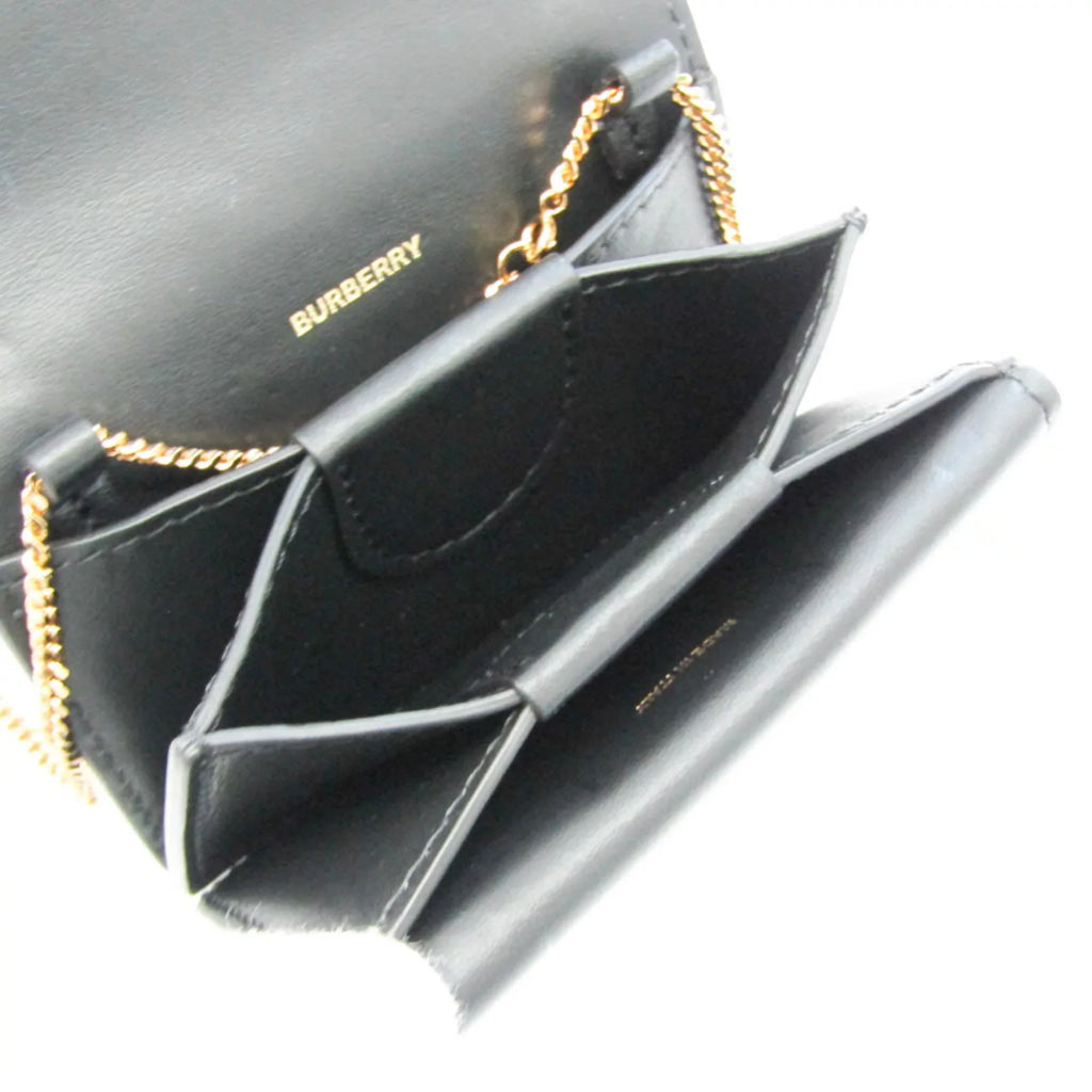 (Good) Case Burberry 8011333 Case Chain Leather Card Pre-Owned Coin Black