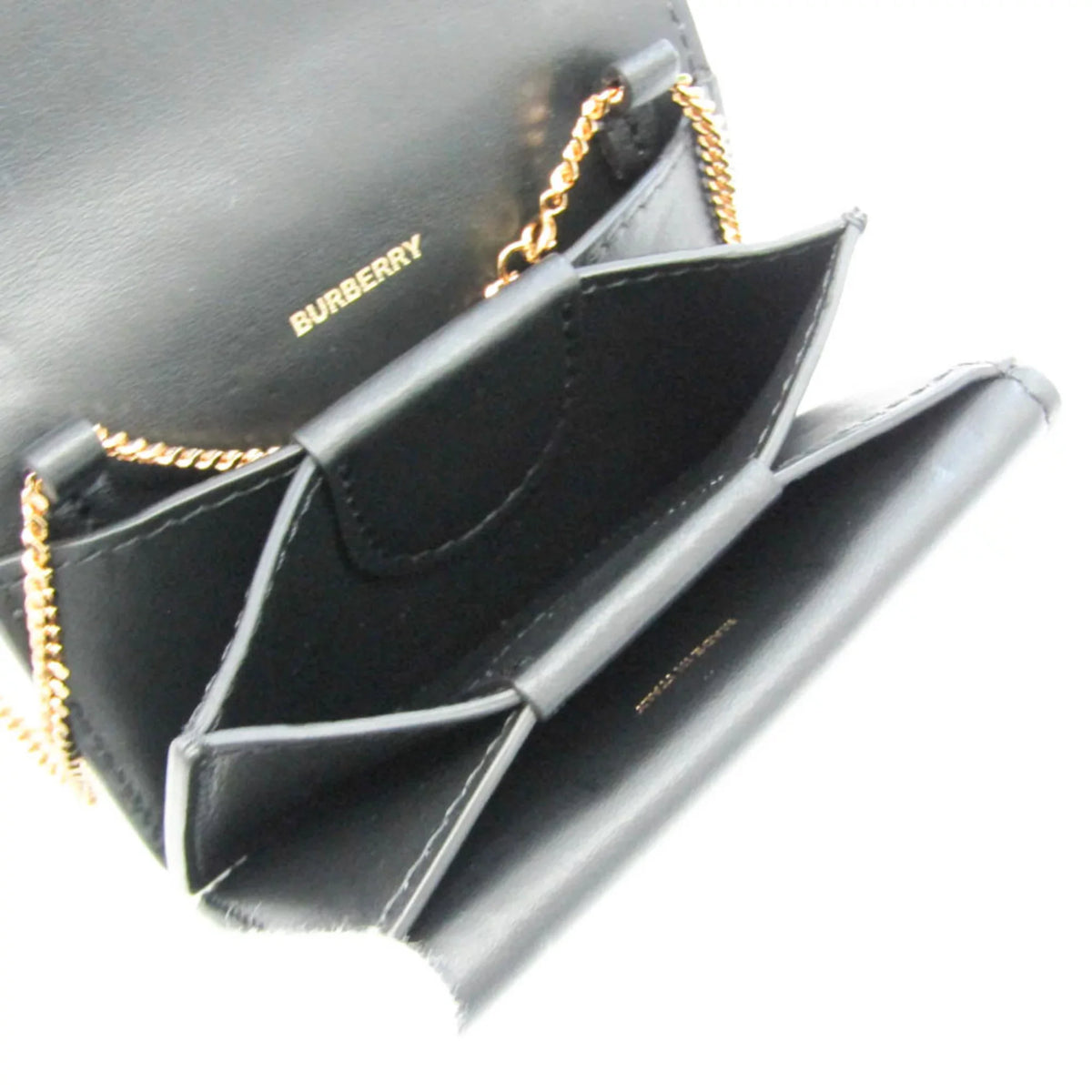 (Good) Case Burberry 8011333 Case Chain Leather Card Pre-Owned Coin Black