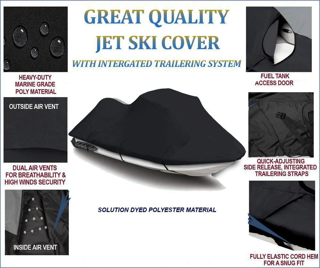 JET 1100 2 Kawasaki 2003 JH1100 Compatible Seater PWC for SKI 1998 600D ZXi 2000 1997 1996 2002 1999 / BLACK Cover 2001