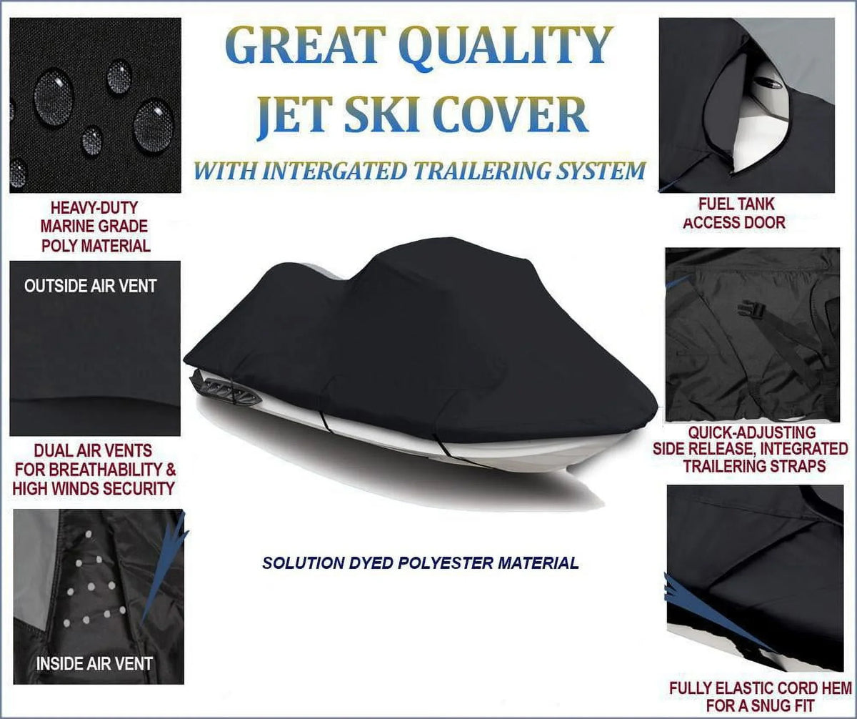 JET 1100 2 Kawasaki 2003 JH1100 Compatible Seater PWC for SKI 1998 600D ZXi 2000 1997 1996 2002 1999 / BLACK Cover 2001