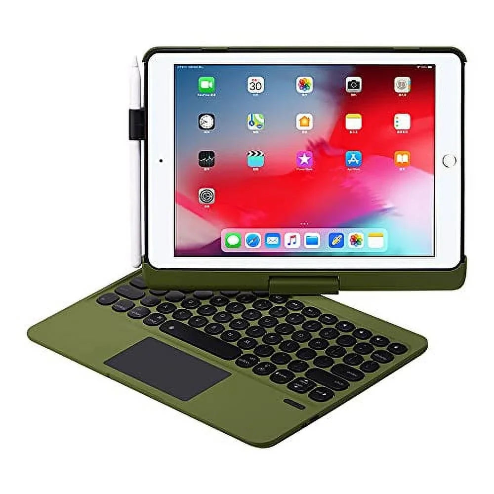 Rotatable for - Keyboard Air - 10.2 9th 10.5 Pro 10.5 Clickable iPad - Camo - 2021 - 2019 7th, iPad Touchpad iPad - 2019, Case Air Generation 9th 2017 8th 2020 Green iPad Backlit Wireless 360 3