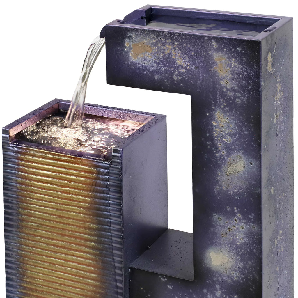 Fountain LED Lights Outdoor with Tower - 32" Metal Sunnydaze Cascading