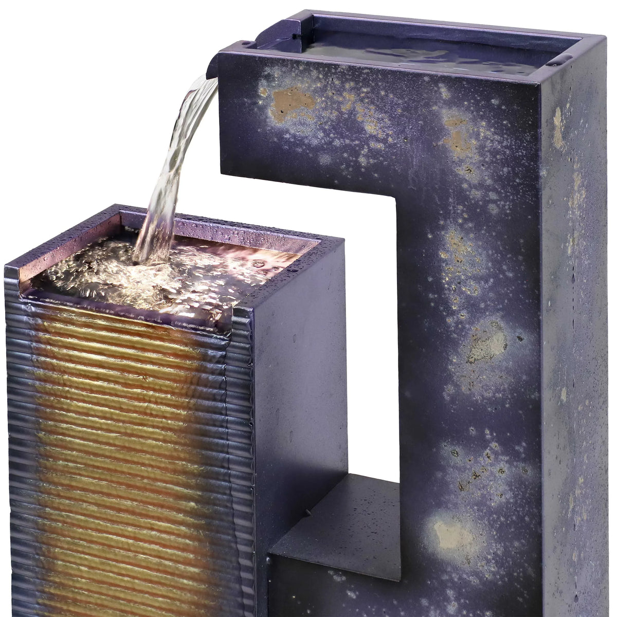 Fountain LED Lights Outdoor with Tower - 32" Metal Sunnydaze Cascading