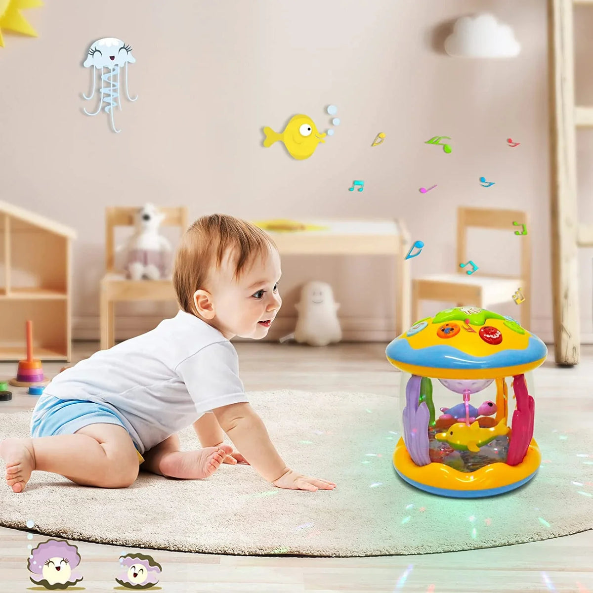 6-12 Light Educational in Learning Projector Toys For Months,4 Up Infant 1 Musical Toys,Ocean Toys Toddlers LAYADO Baby Rotating for