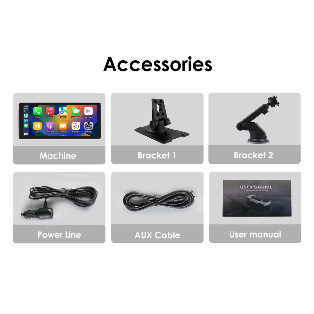 Apple Radio Unit Touchscreen Bluetooth 10.26" Auto Head Navigation Adjustable Mirror Link GPS FM Car Stereo Player 360° Carplay Android