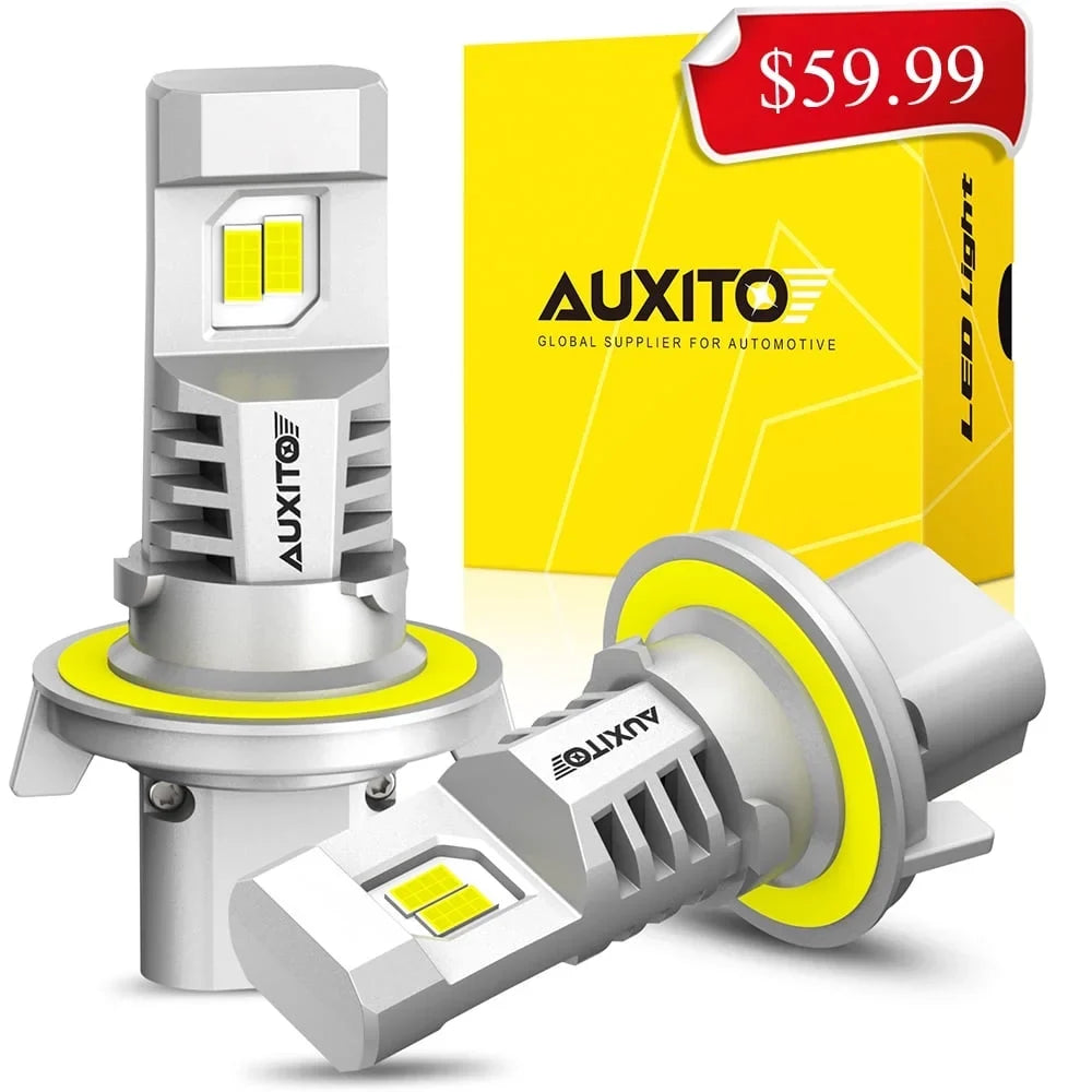 with Super Headlight Bulbs, 2024 Fan, H13 Upgraded 9008 Wireless LED 800% Bulb Bulbs, AUXITO Bright,6500K LED Headlight 2PCS H13 White 9008